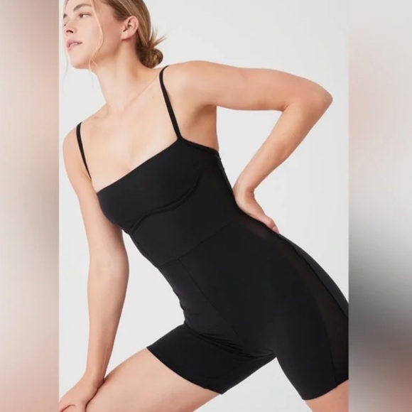 ALO Yoga Airbrush Mesh Everlasting Onesie Size S Black Activewear Stretch Chic - Picture 2 of 4